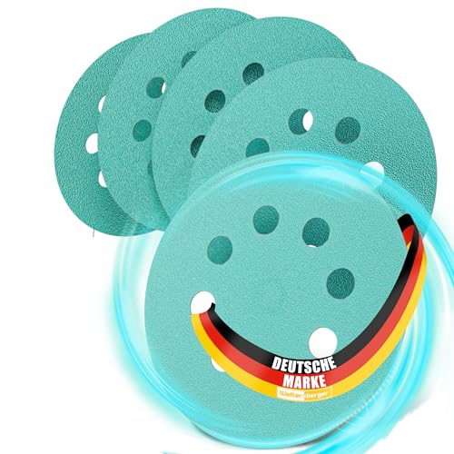 Woltersberger® 10 Stück Exzenter Schleifscheiben Ø 125mm | Körnung P100 | 8 Loch in grün | Schleifpapier für optimales schleifen, vielseitig einsetzbar von Woltersberger