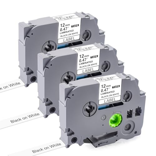 Womiten Tze Tape 12 mm, 0,47, laminiert, weiß, Ersatz für Brother TZ 0,13–0,47 3,5–12 mm Etikettenmacher-Nachfüllpackungen TZe-231 TZe231, für P Touch PT-H100 PT-D210 PT1750 PT-1090, PT-D400, Schwarz Womiten Tze Tape 12 mm, 0,47, laminiert, weiß, Ersatz für Brother TZ 0,13–0,47 3,5–12 mm Etikettenmacher-Nachfüllpackungen TZe-231 TZe231, für P Touch PT-H100 PT-D210 PT1750 PT-1090, PT-D400, Schwarz von Womiten