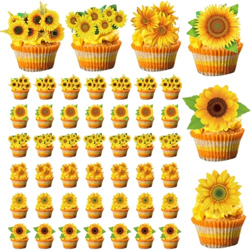 Sunflower Cupcake Toppers, 48pcs 6 Styles Sonnenblumenkuchen -Topper, einfach zu geburtstag Cupcake Toppers für Theme Bithday School Party, Sunflower Cupcake Topper Sunflower Cupcake Toppers, 48pcs 6 Styles Sonnenblumenkuchen -Topper, einfach zu geburtstag Cupcake Toppers für Theme Bithday School Party, Sunflower Cupcake Topper von Womsclo