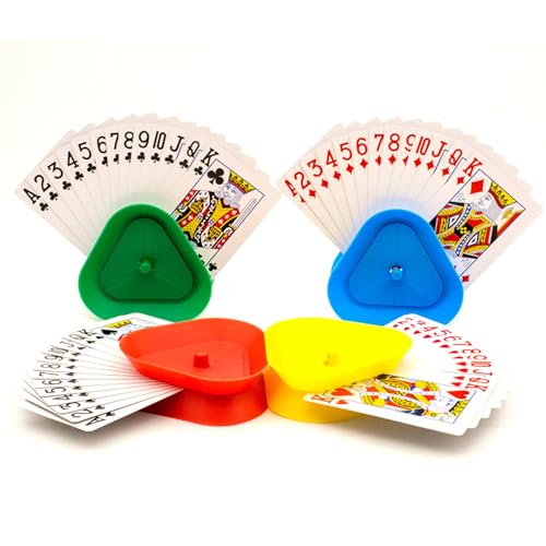 Womsclo 4PCS -Kartenhalter zum Spielen von Karten Plastikdreieck -Form -Kartenhalter, praktischer Kinderkartenhalter für Kartenspiele Pokerpartys Kartennächte für Spielkarten von Womsclo