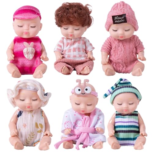 Womsclo 6pcs Mini Babypuppen 4 Zoll realistischer Plastikschlaf -Mini -Babys mit Kleidung, bewegliche Gelenke süße -Puppen für Mädchen Jungen Kleinkinder und Kinder 3+ Womsclo 6pcs Mini Babypuppen 4 Zoll realistischer Plastikschlaf -Mini -Babys mit Kleidung, bewegliche Gelenke süße -Puppen für Mädchen Jungen Kleinkinder und Kinder 3+ von Womsclo