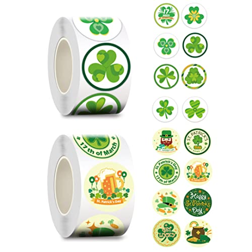 Womsclo St. Patrick's Day Sticker Shamrock Roll Aufkleber Green Lucky Sticker für Irish Party Supply 2Rolls, St. Patrick's Day Womsclo St. Patrick's Day Sticker Shamrock Roll Aufkleber Green Lucky Sticker für Irish Party Supply 2Rolls, St. Patrick's Day von Womsclo