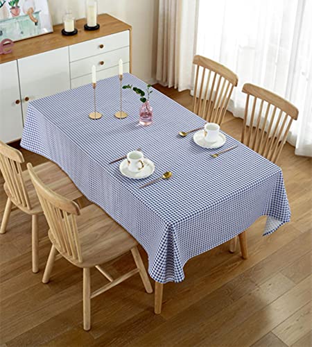 Wondder Tischdecken Baumwolle Leinen Tischtuch Kleine Grid Printing für Multifunktionale Tischabdeckung Tischdecke Home Küche Dekoration (Blau, 140x180cm(55x70.8inch)) von Wondder