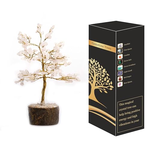 Wonder Care Rosenquarz-Bonsai-Heilkristall, Edelstein für Geld, Feng Shui-Stein, Bonsai-Baum, spirituelles Geschenk – Rosenquarz (150 Perlen) von Wonder Care