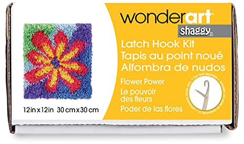 WonderArt Shaggy-Knüpf-Set, 30,5 x 30,5 cm, Blumenmuster von WonderArt