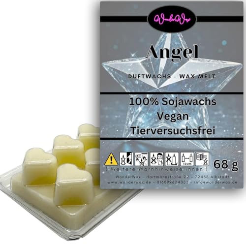 WonderWax Duftwachs Wax Melts für Duftlampe, 6 Herzen Duftmelt Wachsmelt Sojawachs Duftwachswürfel für Raumdüfte, Wachs mit Duftöl Indoor Melts Duftwachs für Aromalampe Angel von WonderWax