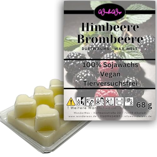 WonderWax Duftwachs Wax Melts für Duftlampe, 6 Herzen Duftmelt Wachsmelt Sojawachs Duftwachswürfel für Raumdüfte, Wachs mit Duftöl Indoor Melts Duftwachs für Aromalampe Himbeeren & Brombeeren von WonderWax