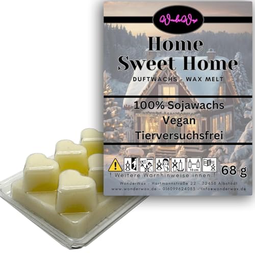 WonderWax Duftwachs Wax Melts für Duftlampe, 6 Herzen Duftmelt Wachsmelt Sojawachs Duftwachswürfel für Raumdüfte, Wachs mit Duftöl Indoor Melts Duftwachs für Aromalampe Home Sweet Home von WonderWax