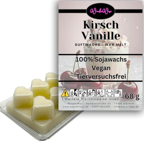 WonderWax Duftwachs Wax Melts für Duftlampe, 6 Herzen Duftmelt Wachsmelt Sojawachs Duftwachswürfel für Raumdüfte, Wachs mit Duftöl Indoor Melts Duftwachs für Aromalampe Kirsch Vanille WonderWax Duftwachs Wax Melts für Duftlampe, 6 Herzen Duftmelt Wachsmelt Sojawachs Duftwachswürfel für Raumdüfte, Wachs mit Duftöl Indoor Melts Duftwachs für Aromalampe Kirsch Vanille von WonderWax