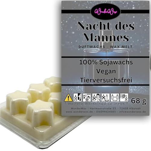 WonderWax Duftwachs Wax Melts für Duftlampe, 6 Sterne Duftmelt Wachsmelt Sojawachs Duftwachswürfel für Raumdüfte, Wachs mit Duftöl Indoor Melts Duftwachs für Aromalampe Die Nacht des Mannes WonderWax Duftwachs Wax Melts für Duftlampe, 6 Sterne Duftmelt Wachsmelt Sojawachs Duftwachswürfel für Raumdüfte, Wachs mit Duftöl Indoor Melts Duftwachs für Aromalampe Die Nacht des Mannes von WonderWax