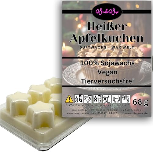 WonderWax Duftwachs Wax Melts für Duftlampe, 6 Sterne Duftmelt Wachsmelt Sojawachs Duftwachswürfel für Raumdüfte, Wachs mit Duftöl Indoor Melts Duftwachs für Aromalampe Heißer Apfelkuchen von WonderWax