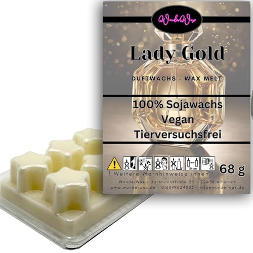 WonderWax Duftwachs Wax Melts für Duftlampe, 6 Sterne Duftmelt Wachsmelt Sojawachs Duftwachswürfel für Raumdüfte, Wachs mit Duftöl Indoor Melts Duftwachs für Aromalampe Lady Gold von WonderWax