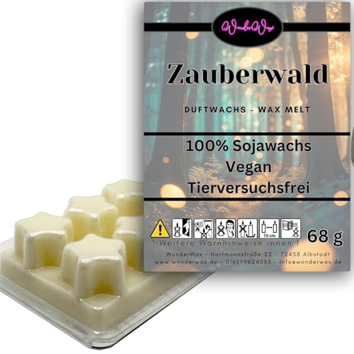 WonderWax Duftwachs Wax Melts für Duftlampe, 6 Sterne Duftmelt Wachsmelt Sojawachs Duftwachswürfel für Raumdüfte, Wachs mit Duftöl Indoor Melts Duftwachs für Aromalampe Zauberwald von WonderWax