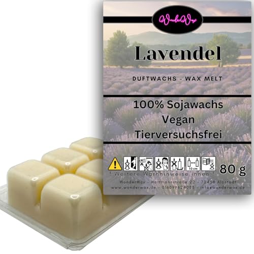 WonderWax Duftwachs Wax Melts für Duftlampe, 6 Würfel Duftmelt Wachsmelt Sojawachs Duftwachswürfel für Raumdüfte, Wachs mit Duftöl Indoor Melts Duftwachs für Aromalampe Lavendel von WonderWax