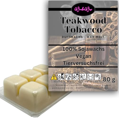 WonderWax Duftwachs Wax Melts für Duftlampe, 6 Würfel Duftmelt Wachsmelt Sojawachs Duftwachswürfel für Raumdüfte, Wachs mit Duftöl Indoor Melts Duftwachs für Aromalampe Teakwood Tobacco von WonderWax