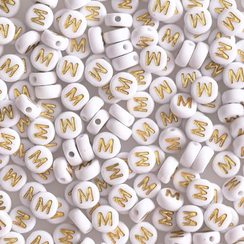 Runde Buchstabenperlen, M, 4 x 7 mm, Acryl, goldfarben, Alphabet-Perlen für Armbänder, DIY, Schmuck, Schlüsselanhänger, Sonnenbrillen, 300 Stück Runde Buchstabenperlen, M, 4 x 7 mm, Acryl, goldfarben, Alphabet-Perlen für Armbänder, DIY, Schmuck, Schlüsselanhänger, Sonnenbrillen, 300 Stück von WonderYi