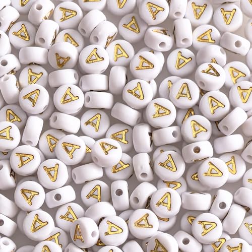 Runde Buchstabenperlen, A, 4 x 7 mm, Acryl, goldfarben, Alphabet-Perlen für Armbänder, Schmuck, DIY, Schlüsselanhänger, Sonnenbrillenherstellung, 300 Stück Runde Buchstabenperlen, A, 4 x 7 mm, Acryl, goldfarben, Alphabet-Perlen für Armbänder, Schmuck, DIY, Schlüsselanhänger, Sonnenbrillenherstellung, 300 Stück von WonderYi