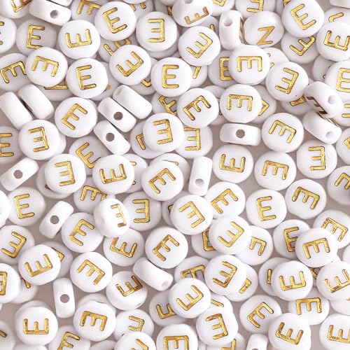 Runde Buchstabenperlen E, 4 x 7 mm, Acryl, Gold, Alphabet-Perlen für Armbänder, Schmuck, DIY, Schlüsselanhänger, Sonnenbrillenherstellung, 300 Stück Runde Buchstabenperlen E, 4 x 7 mm, Acryl, Gold, Alphabet-Perlen für Armbänder, Schmuck, DIY, Schlüsselanhänger, Sonnenbrillenherstellung, 300 Stück von WonderYi