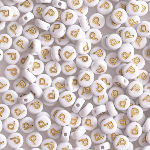 Runde Buchstabenperlen P, 4 x 7 mm, Acryl, Gold, Alphabet-Perlen, Großpackung für Armbänder, Schmuck, Schlüsselanhänger, Sonnenbrillen, DIY – 300 Stück Runde Buchstabenperlen P, 4 x 7 mm, Acryl, Gold, Alphabet-Perlen, Großpackung für Armbänder, Schmuck, Schlüsselanhänger, Sonnenbrillen, DIY – 300 Stück von WonderYi