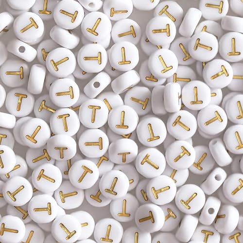Runde Buchstabenperlen T, 4 x 7 mm, Acryl, Gold, Alphabet-Perlen, Großpackung für Armbänder, Schmuck, Schlüsselanhänger, Sonnenbrillen, DIY – 300 Stück Runde Buchstabenperlen T, 4 x 7 mm, Acryl, Gold, Alphabet-Perlen, Großpackung für Armbänder, Schmuck, Schlüsselanhänger, Sonnenbrillen, DIY – 300 Stück von WonderYi