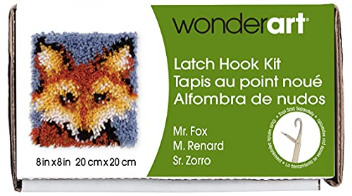 WonderArt 538088 Knüpfhaken-Set, 20,3 x 20,3 cm, Leinwand, Acryl, Mr. Fox 8 X 8 von Wonderart