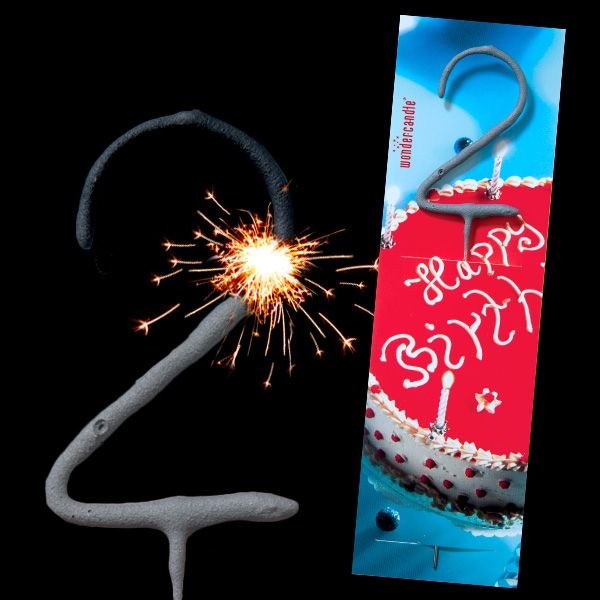 Wunderkerze Zahl 2, Dekoration zum 2. od. 20.Geburtstag, 18cm, 1 Stk Wunderkerze Zahl 2, Dekoration zum 2. od. 20.Geburtstag, 18cm, 1 Stk von Wondercandle