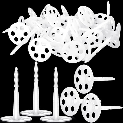 Wonderjune 100 Stück 10,2 cm robuste Kunststoff-Isolierungs-Mauerwerk-Befestigungselemente, 6,1 cm Schaumstoffplattenbefestigungen, Unterlegscheiben, Polypropylen-Betonanker zur Befestigung und von Wonderjune