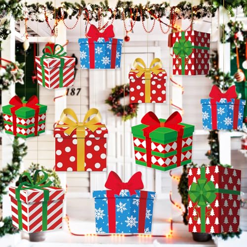Wonderjune 15 Stück große Outdoor-Weihnachtsdekorationen, Geschenkboxen, hängende Hof-Ornamente, inklusive 30 cm Kunststoff-Outdoor-Hof-Dekorationen, 20 cm, Rasen-Hängeornamente für Weihnachten, Wonderjune 15 Stück große Outdoor-Weihnachtsdekorationen, Geschenkboxen, hängende Hof-Ornamente, inklusive 30 cm Kunststoff-Outdoor-Hof-Dekorationen, 20 cm, Rasen-Hängeornamente für Weihnachten, von Wonderjune