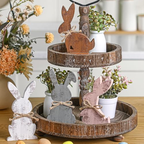 Wonderjune Osterdekorationen für Zuhause, 4 Stück, neutrale, rustikale Osterhasen-Dekoration, Boho-Hasen-Tischschild, Tafelaufsatz, Bauernhaus, Osterdekorationen für Tisch, Vintage-Ostergeschenke Wonderjune Osterdekorationen für Zuhause, 4 Stück, neutrale, rustikale Osterhasen-Dekoration, Boho-Hasen-Tischschild, Tafelaufsatz, Bauernhaus, Osterdekorationen für Tisch, Vintage-Ostergeschenke von Wonderjune