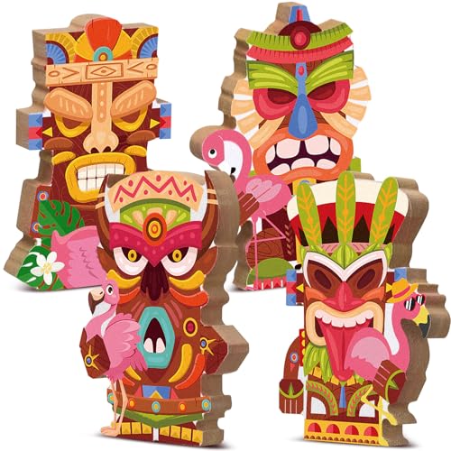 Wonderjune Tiki-Bar-Tischschild, Luau-Tischdekoration, Tiki-Flamingo, hawaiianische Tafelaufsätze, tropisches Sommerschild aus Holz für Aloha-Mottoparty, Strand, Zuhause, Hof, Terrasse, Pool, Wonderjune Tiki-Bar-Tischschild, Luau-Tischdekoration, Tiki-Flamingo, hawaiianische Tafelaufsätze, tropisches Sommerschild aus Holz für Aloha-Mottoparty, Strand, Zuhause, Hof, Terrasse, Pool, von Wonderjune
