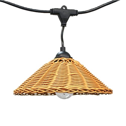 wonderlamp - Purna 8W LED Solar-Lichterkette mit 10 LEDs mit Rattanschirm und Fernbedienung, E27 von Wonderlamp