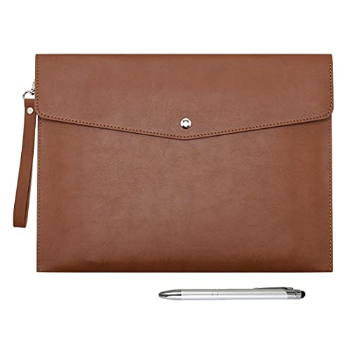 Wonderpool A4 PU Leder Umschlag Dokumente Multifunktion Ordner Schreibwaren Tasche Portfolio Datei für Papier Briefe Organizer und Tablet Hülle PC Sleeve (Kaffee) von Wonderpool