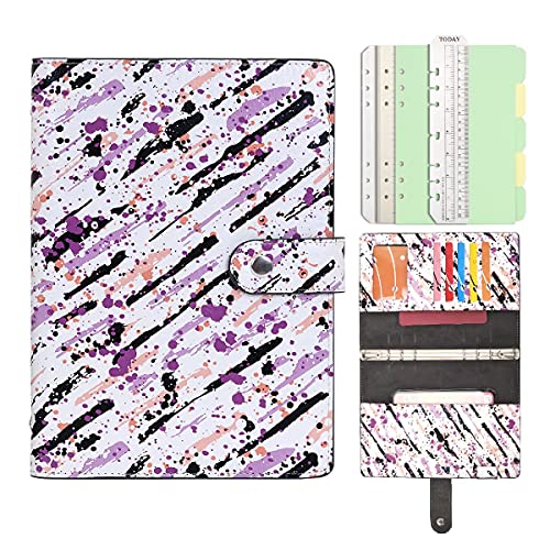 Wonderpool Spiral Leder Tagebuch Ringbuch Nachfüllbarer 6 Löcher Binder Notizbuch Loseblatt Muster Einband Portfolio mit Innentaschen-100g dickes Papier für Schule Arbeit Reisen (Tinte, A5) von Wonderpool