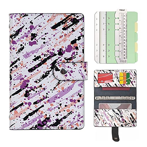 Wonderpool Spiral Leder Tagebuch Ringbuch Nachfüllbarer 6 Löcher Binder Notizbuch Loseblatt Muster Einband Portfolio mit Innentaschen-100g dickes Papier für Schule Arbeit Reisen (Tinte, A6) von Wonderpool