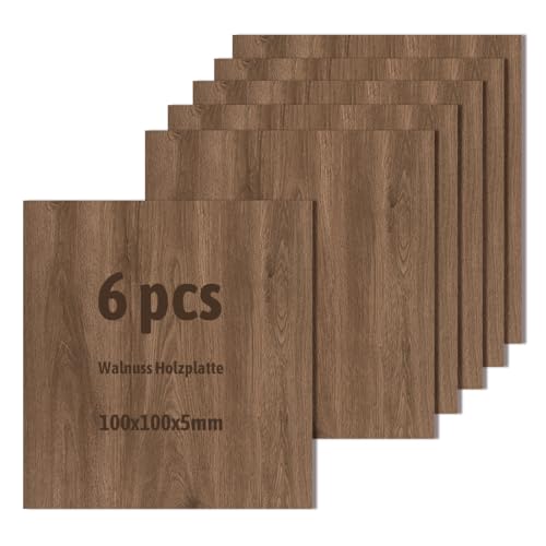 6 Stück Walnuss Holzplatte,Nicht-Sperrholzplatte,Unbehandeltes Bastelholz für Modellbau,Laserschneiden,Lasergravieren,Brandmalerei (100x100x5mm) von Wondramble