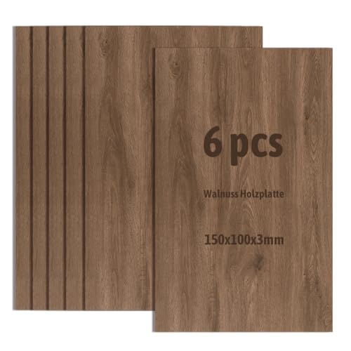 6 Stück Walnuss Holzplatte,Nicht-Sperrholzplatte,Unbehandeltes Bastelholz für Modellbau,Laserschneiden,Lasergravieren,Brandmalerei (150x100x3mm) von Wondramble