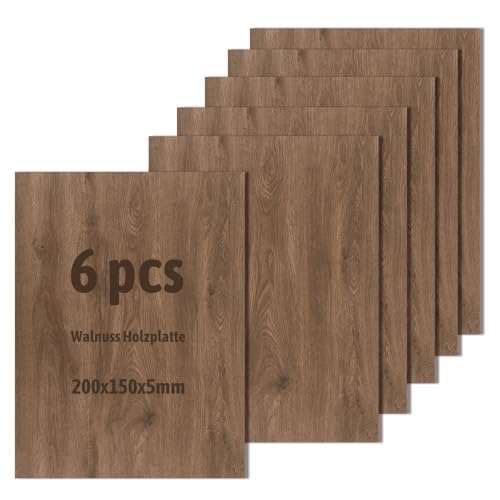 6 Stück Walnuss Holzplatte,Nicht-Sperrholzplatte,Unbehandeltes Bastelholz für Modellbau,Laserschneiden,Lasergravieren,Brandmalerei (200x150x5mm) von Wondramble