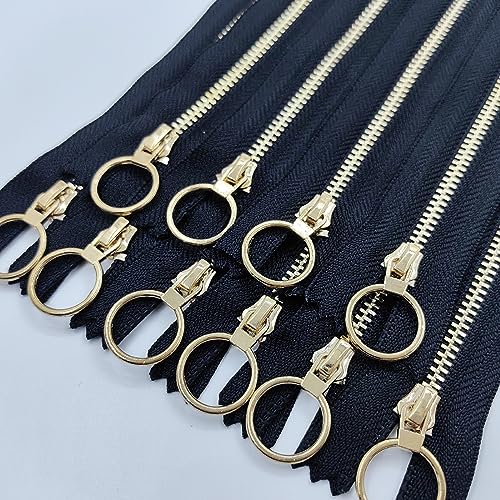 Metall-Reißverschlüsse, 20,3 cm, goldfarben, 20,3 cm, Schwarz Nr. 3, vergoldet, geschlossenes Ende, nicht trennend, Y-Zähne, kleine Reißverschlüsse zum Nähen, für Handtaschen, Taschen, Handarbeiten, von Wonesifee