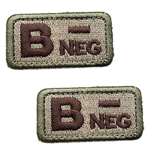 Tactical Blood Type B - Negative NEG Hook and Loop Patch bestickt Moral Military Badge für Outdoor Klett-Patches (Coyote Brown B) von Wonesifee