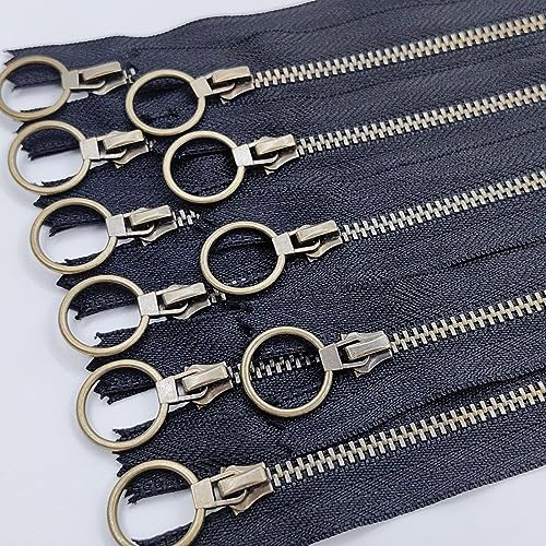 Wonesifee Metall-Reißverschlüsse, 15 cm, Schwarz Nr. 3, Antik-Messing-beschichtet, geschlossenes Ende, nicht trennend, Y-Zähne, kleine Jeans-Reißverschlüsse zum Nähen, Geldbörsen, Taschen, von Wonesifee