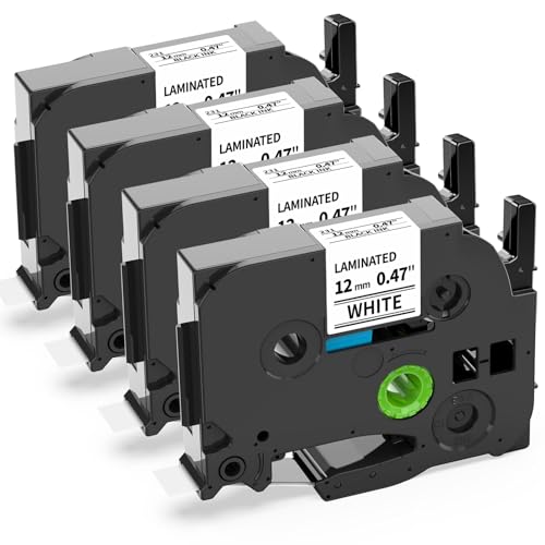 4x Wonfoucs Kompatibel mit Brother P-Touch Bänder 12mm TZe-231 | Laminierte Schriftbänder für PT-H110, H107B, H100LB, D410, P710BT, für P-Touch Cube, D210, P700 | Schwarzer auf Weiß von Wonfoucs