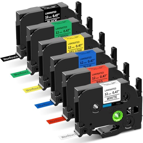 Wonfoucs Kompatibel Ersatz für Brother P-Touch Bänder 12mm TZe231 TZe335 TZe431 TZe531 TZe631 TZe731 TZe 0.47 Brother Schriftband für Etikettiergerät Brother P-touch H105 H107B H100LB H101 D210 von Wonfoucs