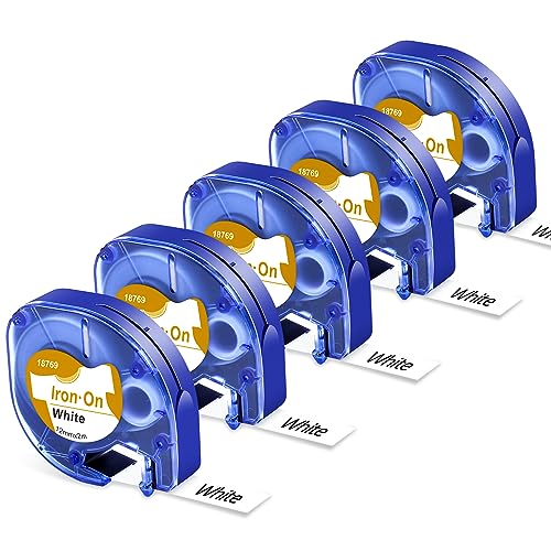 Wonfoucs Kompatible für Dymo Iron on LetraTag XR Etikettenband, Kleidung Etiketten 12mm x 2m 18768 Schwarz auf Weiß LetraTag Stoffetiketten für Dymo LetraTag LT-100H LT-110T LT-200B XM 2000, 5-Pack Wonfoucs Kompatible für Dymo Iron on LetraTag XR Etikettenband, Kleidung Etiketten 12mm x 2m 18768 Schwarz auf Weiß LetraTag Stoffetiketten für Dymo LetraTag LT-100H LT-110T LT-200B XM 2000, 5-Pack von Wonfoucs