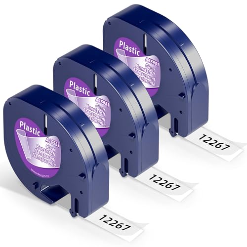 3X Wonfoucs Kompatible mit Dymo Etikettenband Transparent Clear Plastic 16951 S0721530 für Dymo LetraTag XR LT-100H LT-110T QX50, Passend für 12mm x 4m Letratag Beschriftungsband 3X Wonfoucs Kompatible mit Dymo Etikettenband Transparent Clear Plastic 16951 S0721530 für Dymo LetraTag XR LT-100H LT-110T QX50, Passend für 12mm x 4m Letratag Beschriftungsband von Wonfoucs