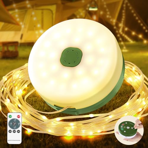 Camping Lichterkette Aufrollbar,10M 100LED Wasserdicht Tragbare Vielseitige LED Lichterkette Außen mit 9 Beleuchtungsmodi, 2500mAh USB Aufladung Campinglampe Lichterkette für Camping, Garten, Wandern von Wonkelly