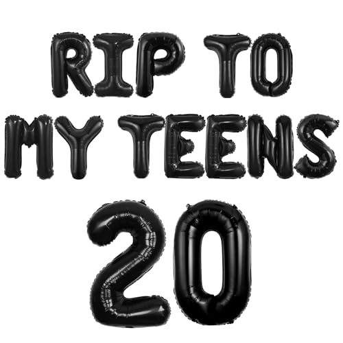 Wonmelody 20. Geburtstag Dekorationen Schwarz Rip To My Teens Geburtstag Dekoration Ballon Banner Rip to My 10s Beerdigung für meine Jugend Cheers to 20th Years Funny Gothic Twenty Years Decor for Wonmelody 20. Geburtstag Dekorationen Schwarz Rip To My Teens Geburtstag Dekoration Ballon Banner Rip to My 10s Beerdigung für meine Jugend Cheers to 20th Years Funny Gothic Twenty Years Decor for von Wonmelody