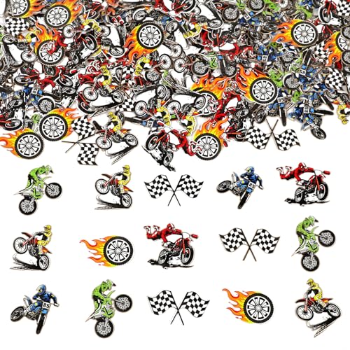 Wonmelody 200 Stück Dirt Bike-Konfetti, Dirt Bike-Tischkonfetti, Dirt Bike-Geburtstagsdekoration für Jungen, Motorrad-Geburtstagszubehör, Dirt Bike-Party-Dekoration, Gastgeschenke für den 5., 7. von Wonmelody