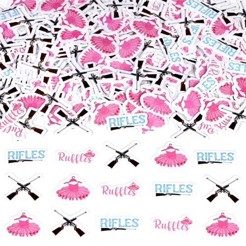 Wonmelody 200 Stück Gewehre oder Rüschen, Konfetti, Dekoration mit blauem Gewehrkonfetti und rosa Konfetti, Babykleidung, Konfetti, Pistole, Tischkonfetti für rosa und blau, für Babyparty von Wonmelody