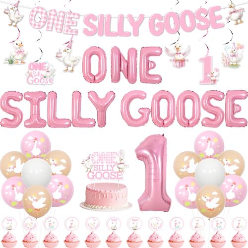 Wonmelody 57 Stück Gans 1. Geburtstag Party Dekorationen Pink One Silly Goose 1st Birthday Decor One Silly Gänse Ballon Banner Gänse Kuchen Dekor Hängende Wirbel für Bauernhoftiere Schwan 1. Mädchen Wonmelody 57 Stück Gans 1. Geburtstag Party Dekorationen Pink One Silly Goose 1st Birthday Decor One Silly Gänse Ballon Banner Gänse Kuchen Dekor Hängende Wirbel für Bauernhoftiere Schwan 1. Mädchen von Wonmelody