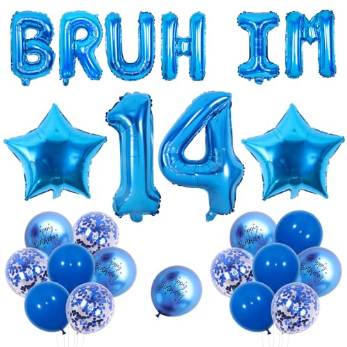 Wonmelody Blue Bruh It's My 14th Birthday Decorations Bruh I'm 14 Party Decor Bruh I'm 14 Balloon Banner Star Balloon Happy 14th Birthday Decor Funny Fourteenth Supplies for Boy Girl Blue Bday Wonmelody Blue Bruh It's My 14th Birthday Decorations Bruh I'm 14 Party Decor Bruh I'm 14 Balloon Banner Star Balloon Happy 14th Birthday Decor Funny Fourteenth Supplies for Boy Girl Blue Bday von Wonmelody